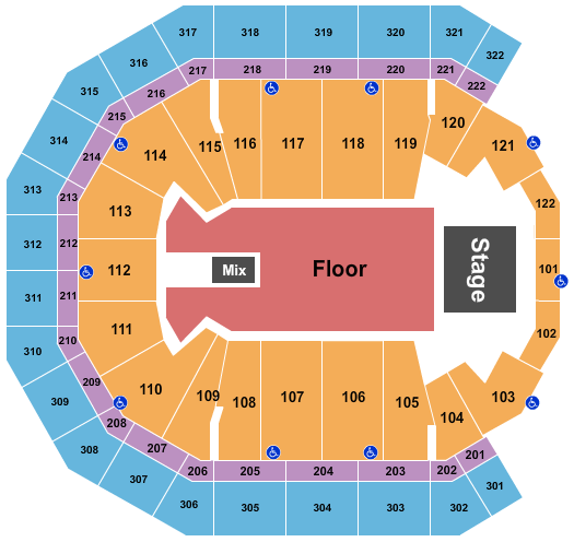 Pinnacle Bank Arena Endstage GA Floor Seating Chart