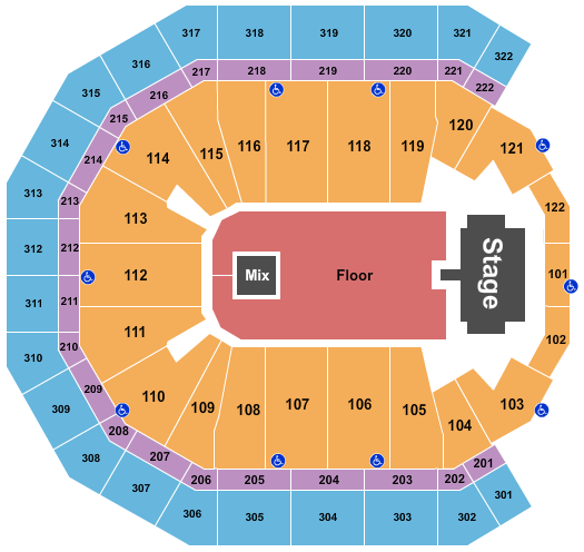 Pinnacle Bank Arena Endstage GA Floor w/ Catwalk Seating Chart