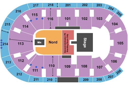 Place Bell Endstage Floor Nord & GA Pit Seating Chart