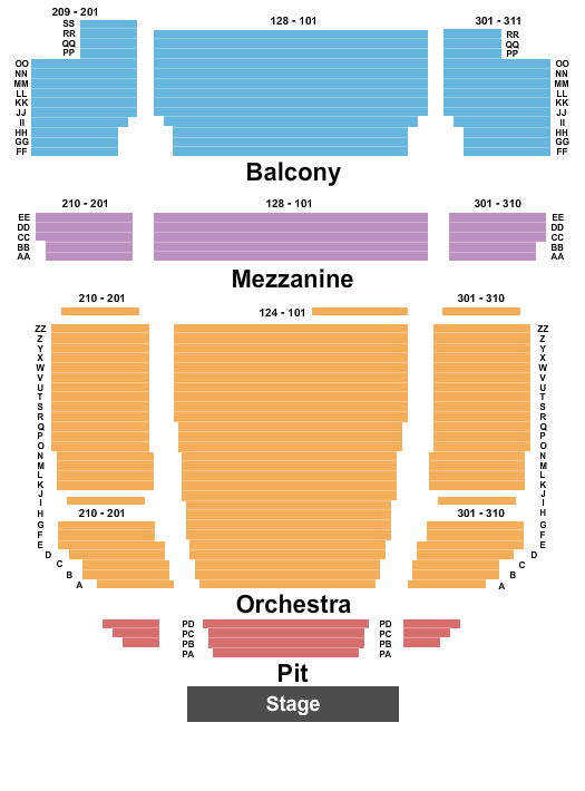 seating chart for Popejoy Hall - End Stage - eventticketscenter.com