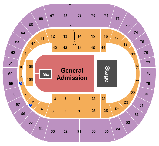Portland Veterans Memorial Coliseum Endstage GA Flr 4 Seating Chart