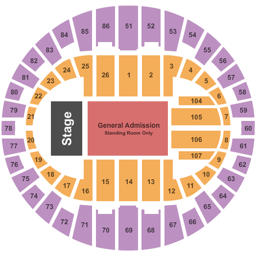 Portland Veterans Memorial Coliseum Endstage GA Flr Seating Chart