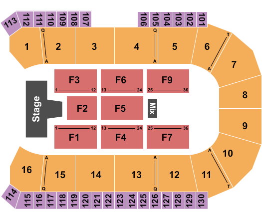 CAA Centre Hedley Seating Chart