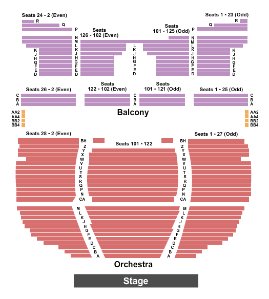 Powers Theater - Clemens Center End Stage Seating Chart