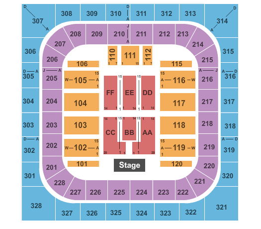 Bank of Springfield Center End Stage Seating Chart