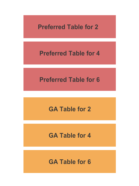 Laugh Out Loud Comedy Club Table for 2/4/6 Seating Chart