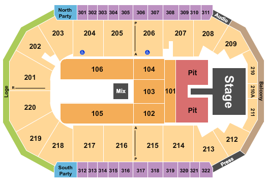 Findlay Toyota Center Endstage Pit 2 Seating Chart