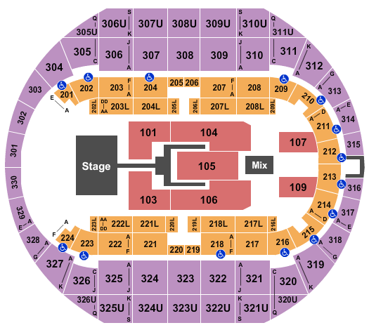 seating chart for Propst Arena At the Von Braun Center - Tobymac - eventticketscenter.com