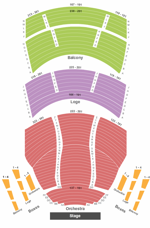 seating chart for Procter & Gamble Hall at Aronoff Center - End Stage - eventticketscenter.com