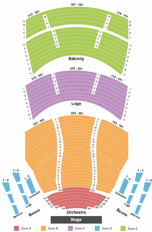 Procter & Gamble Hall at Aronoff Center End Stage Zone Seating Chart