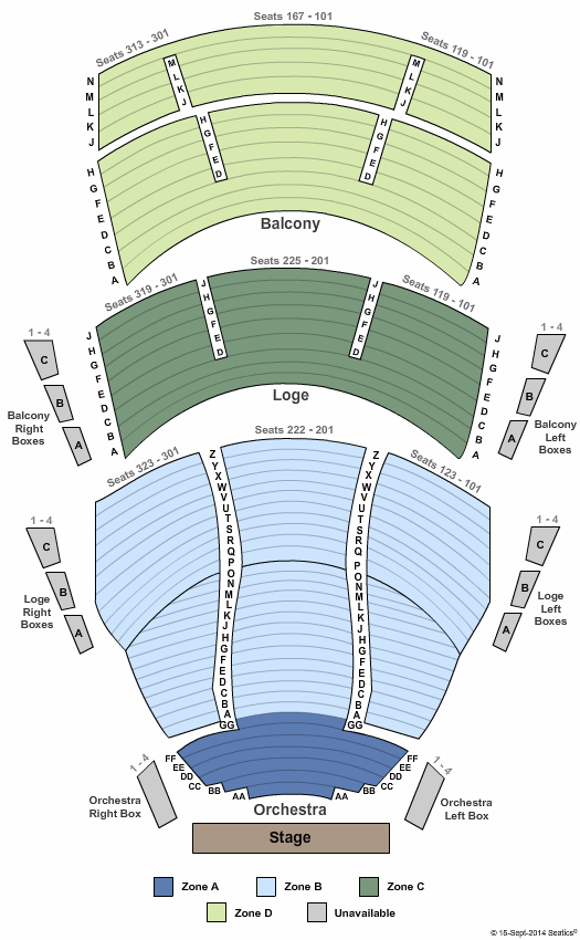Procter & Gamble Hall at Aronoff Center End Stage No Box - Zone Seating Chart