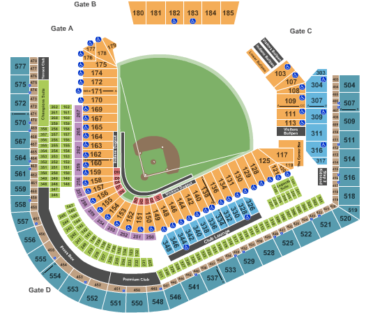 seating chart for Progressive Field Baseball - eventticketscenter.com