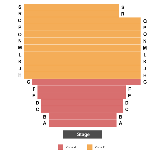 Public Theater - Newman Theater Endstage - Zone Seating Chart