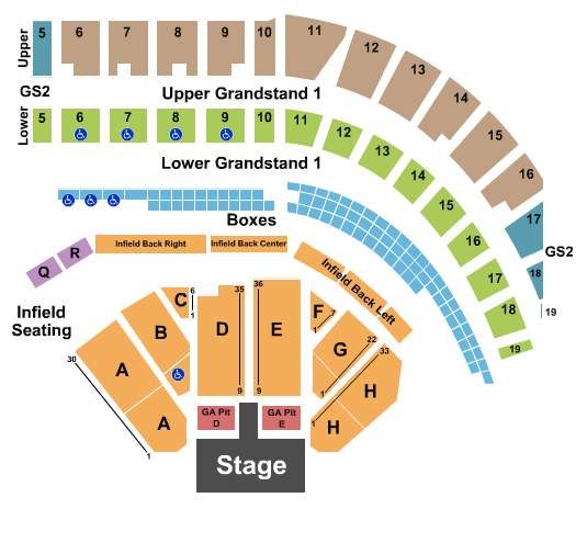 Puyallup Fairgrounds At Washington State Fair Events Center Endstage Split GA Pits w/ Infield Seating Seating Chart