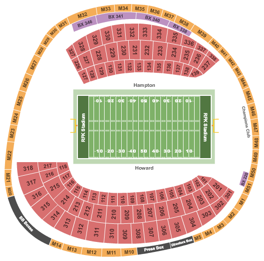 RFK Stadium 2016 AT&T Football Classic Seating Chart