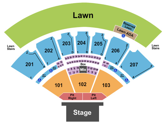 RV Inn Style Resorts Amphitheater Endstage Pit w/ Rsvd Lawn Seating Chart