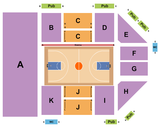 R.W. Harrison HPER Complex Basketball Seating Chart