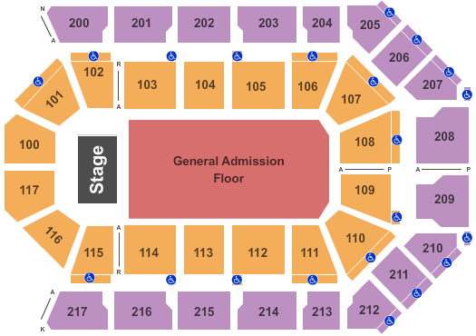 Mechanics Bank Arena End Stage GA Floor Seating Chart