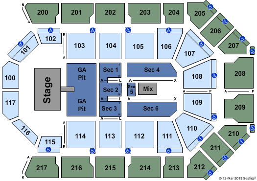 Mechanics Bank Arena Endstage Res Flr GA Pit Seating Chart