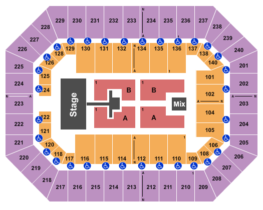 Raising Cane's River Center Arena TobyMac Seating Chart