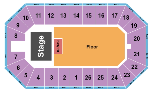 Ralph Engelstad Arena - MN Endstage GA Floor w/ Party Pit Seating Chart