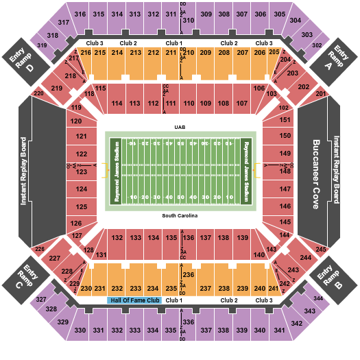 Raymond James Stadium 2020 Gasparilla Bowl Seating Chart