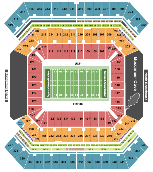 Raymond James Stadium 2021 Gasparilla Bowl Seating Chart