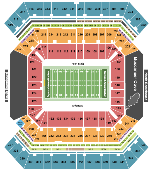 Raymond James Stadium 2022 Outback Bowl Seating Chart