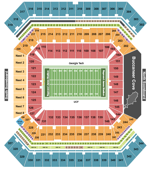 Raymond James Stadium 2023 Gasparilla Bowl Seating Chart