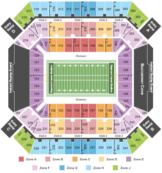 Raymond James Stadium College Championship Game Int Zone Seating Chart