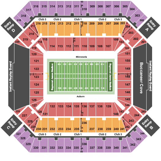 Raymond James Stadium Outback Bowl Seating Chart