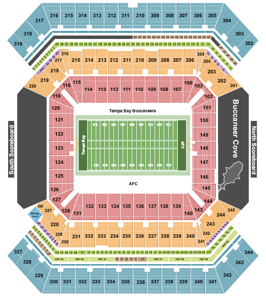 Raymond James Stadium Super Bowl TEMP Seating Chart