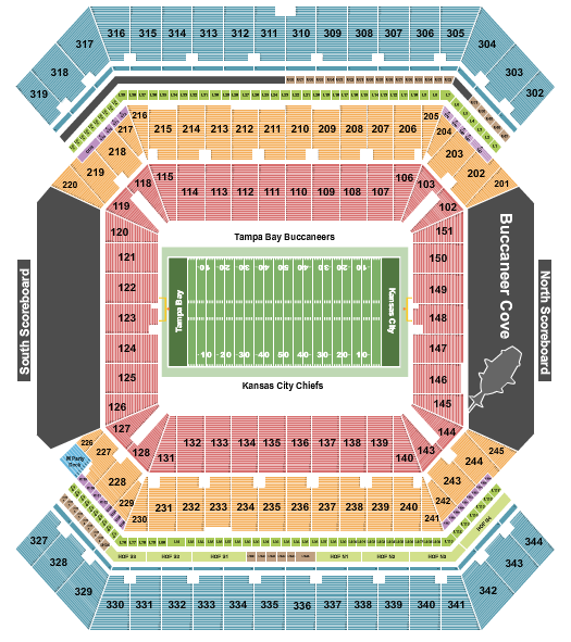 Raymond James Stadium 2021 Super Bowl - Sidelines Seating Chart