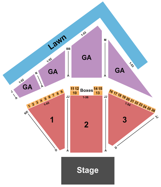 Red Hat Amphitheater End Stage GA RSV Front Seating Chart