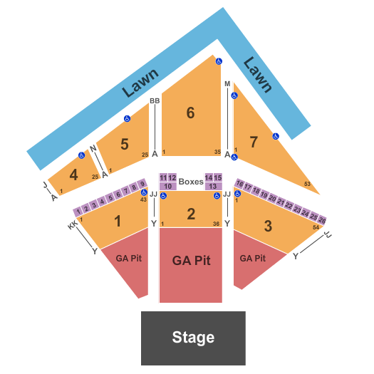 Red Hat Amphitheater End Stage GA Pit 2 Seating Chart