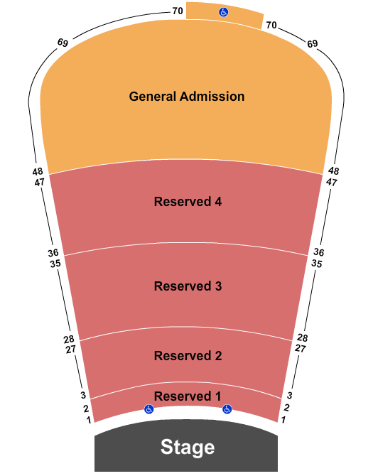 Red Rocks Amphitheatre RSV 1-47 GA 48-69 Seating Chart