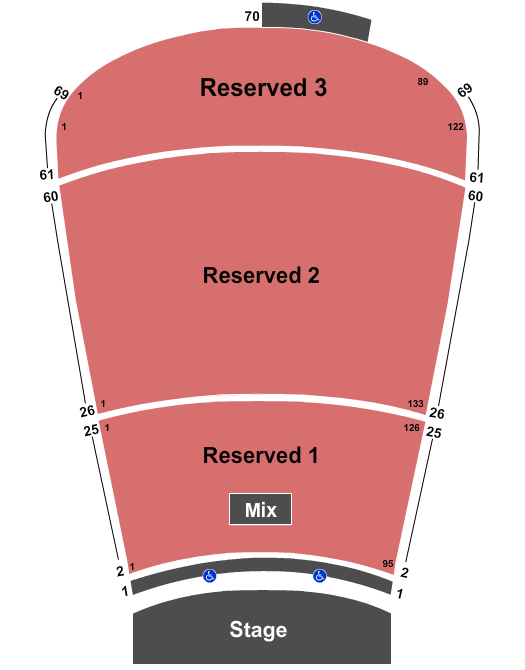 Red Rocks Amphitheatre Reserved 1-3 No GA Seating Chart