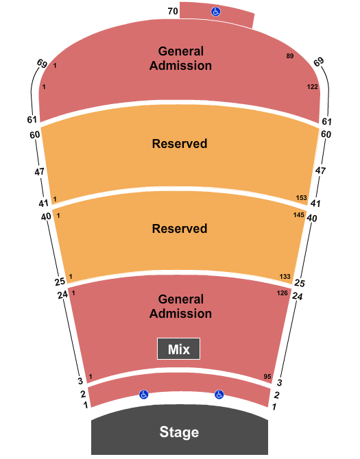 Red Rocks Amphitheatre Endstage Resv Rows 25-60 Seating Chart