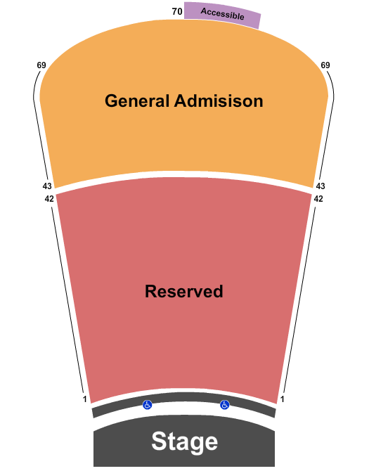 Red Rocks Amphitheatre Endstage RSV 1-42 & GA 43-69 Seating Chart
