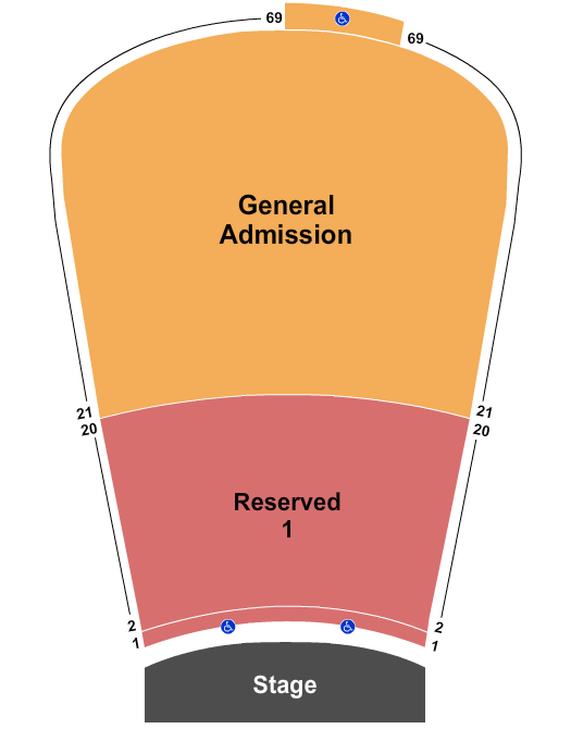 Red Rocks Amphitheatre Resv 2-20 GA 21-69 Seating Chart
