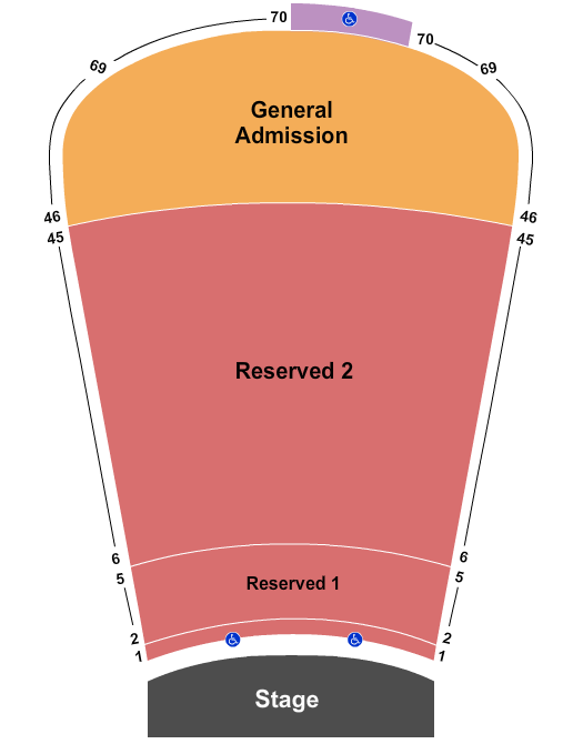 Red Rocks Amphitheatre Resv 1-45, GA 46-69 Seating Chart