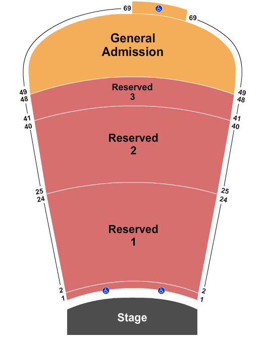 Red Rocks Amphitheatre Endstage Rsvd 1-48 - GA 49-69 Seating Chart