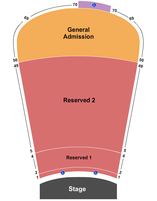 Red Rocks Amphitheatre Resv 1-49, GA 50-69 Seating Chart