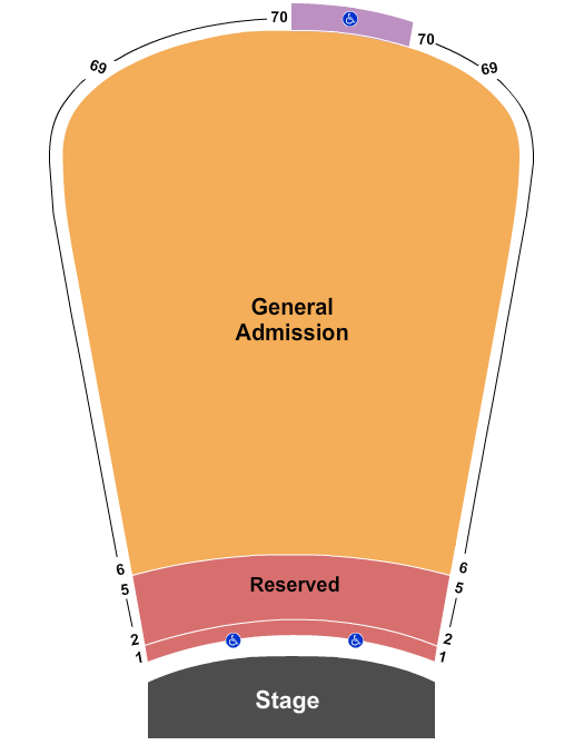Red Rocks Amphitheatre Resv 1-5, GA 6-69 Seating Chart