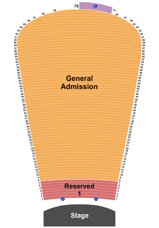 seating chart for Red Rocks Amphitheatre - Endstage Resv1 1-7 GA 8-69 - eventticketscenter.com