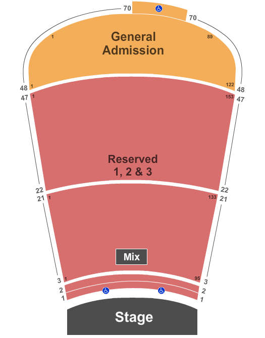 Red Rocks Amphitheatre Endstage Resv Row 47-GA Row 70 Seating Chart