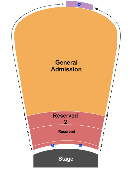 Red Rocks Amphitheatre Endtage Resv 1-7 GA 8-69 Seating Chart