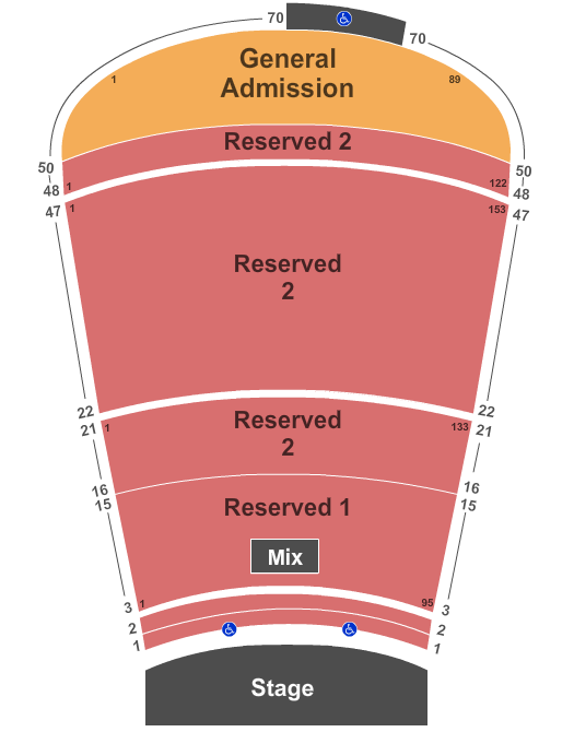 Red Rocks Amphitheatre Endstage Resv Row 50 - GA Row 51 Seating Chart