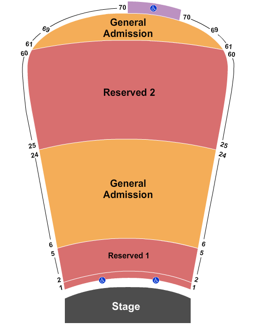 Red Rocks Amphitheatre Resv 2-5, 25-60 and GA 6-24, 61-90 Seating Chart