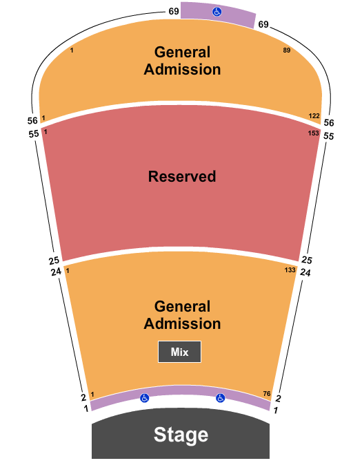 Red Rocks Amphitheatre Endstage Resv 25-55 GA 2-24--56-68 Seating Chart